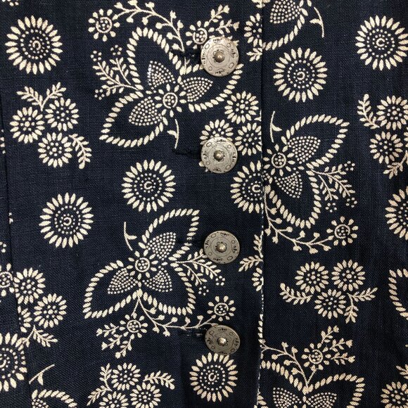 Geiger Collections Austria Women's Linen Jacket 36 Floral Etched Metal Buttons - Picture 4 of 8